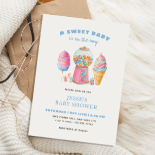 Candy Blue Eine süße Baby-Dusche ist auf dem Weg Einladung