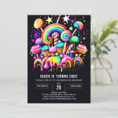 Candy Bohemisch Custom Geburtstag Einladung (Stehend Vorderseite)