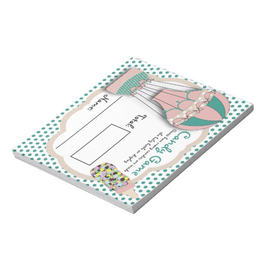 Candy Bottle Guessing Game, M&M, Hot Air Ballon Notizblock (Rotiert)