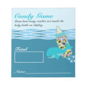 Candy Bottle Guessing Game, M&M, Whale Baby Dusche Notizblock (Vorderseite)