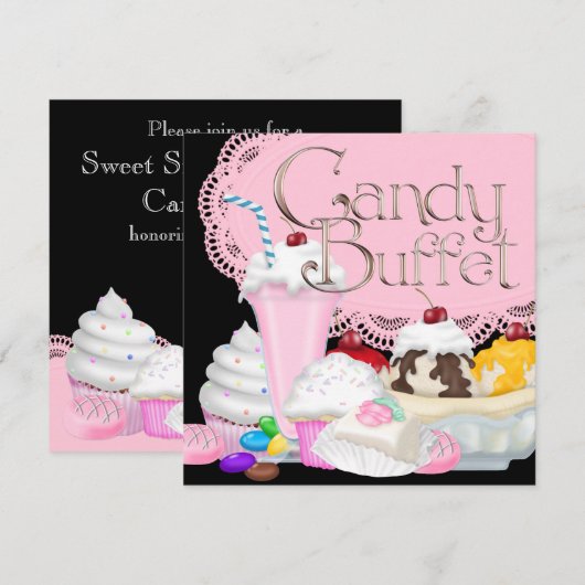 Candy Buffet-Party Einladung (Vorne/Hinten)