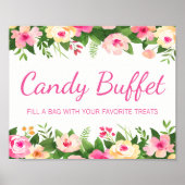 Candy Buffet Pink Blumenspeck Babydusche Zeichen Poster (Vorne)