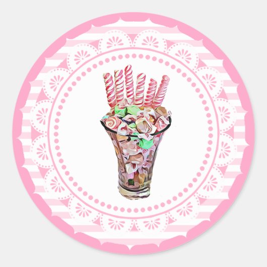 Candy Buffet Pink Whimsical Stickers (Vorderseite)