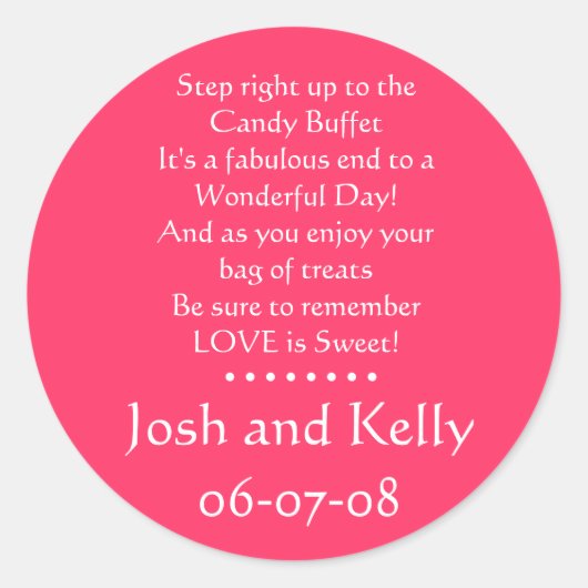 Candy Buffet Runder Aufkleber (Vorderseite)