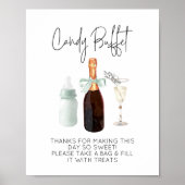 Candy Buffet Schild für Baby Dusche Green Sip & Se (Vorne)