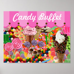 Candy Buffet Stripe Canopy Hochzeitsschild Poster
