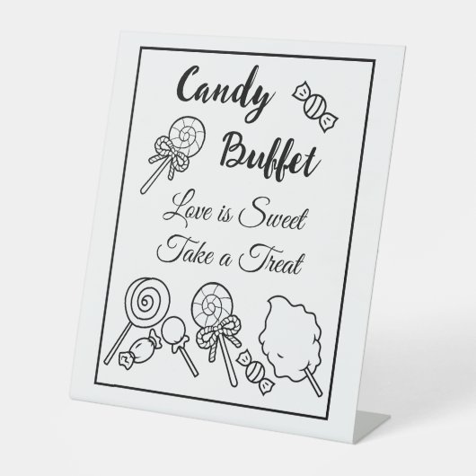 Candy Buffet Tischschild für Hochzeit Sockelschild (Vorderseite)