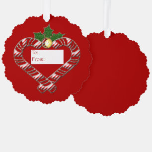 Candy Canane Herz mit bis von Sektion Geschenk Tag Ornament Karte