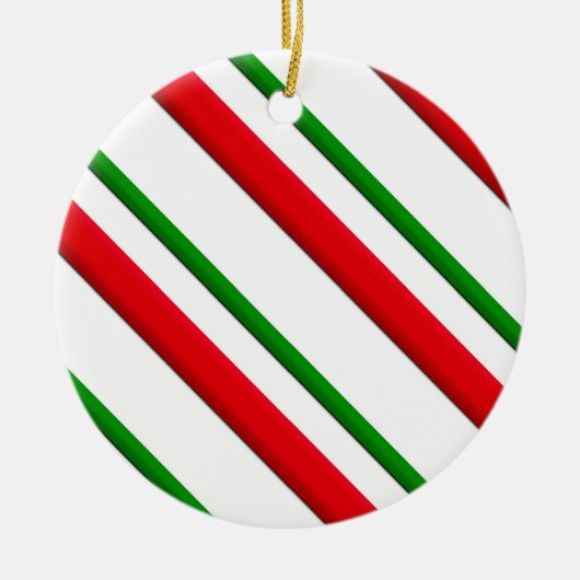 Candy Canane Streifen - rot und grün Keramik Ornament (Vorne)