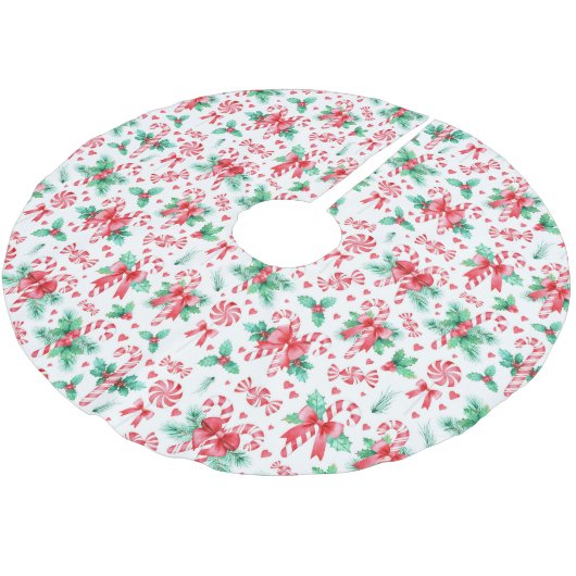 Candy Candy Candy und Peppermint Candy Polyester Weihnachtsbaumdecke (Schrägansicht)