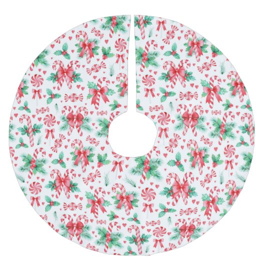 Candy Candy Candy und Peppermint Candy Polyester Weihnachtsbaumdecke (Vorderseite)