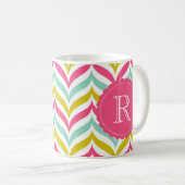 Candy Candy Zickzack Waves Muster Monogram Tasse (VorderseiteRechts)