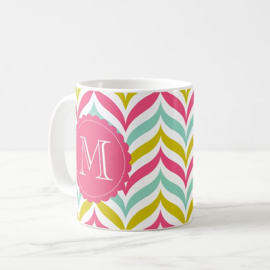Candy Candy Zickzack Waves Muster Monogram Tasse (Vorderseite Links)