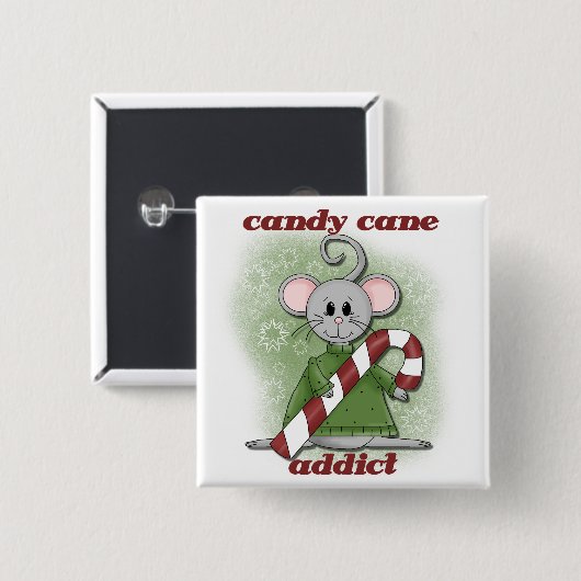 Candy Cane Addict Tshirts und Geschenke Button (Vorne & Hinten)