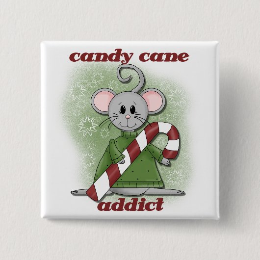 Candy Cane Addict Tshirts und Geschenke Button (Vorderseite)