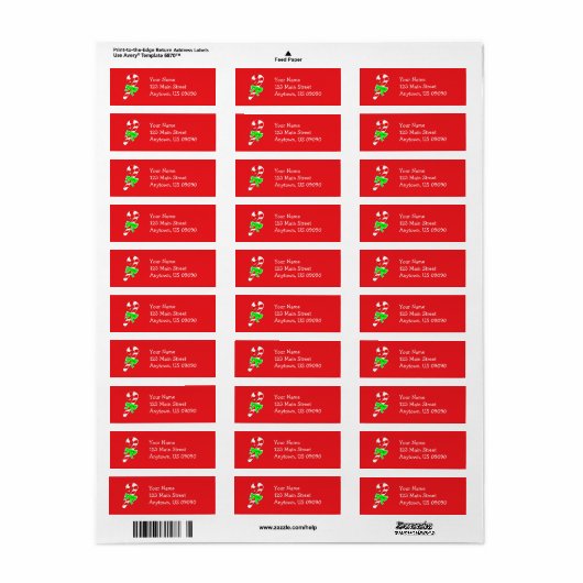 Candy Cane Address Labels (rot) (Vorne)