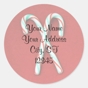 Candy Cane Adressenaufkleber Runder Aufkleber