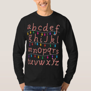 Candy Cane Alphabet Christmas Lights Teacher Schoo T-Shirt