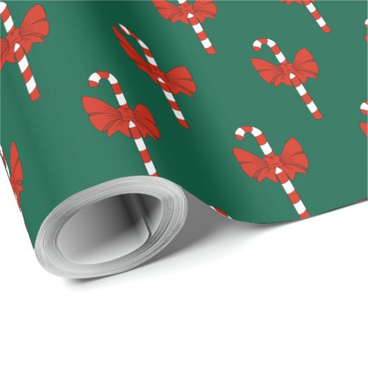 Candy Cane and Bow Geschenkpapier (Rolleneckpunkt)