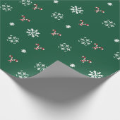 Candy Cane and Snowflakes Wrapping Paper Geschenkpapier (Ecke)
