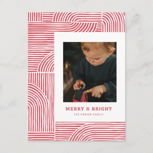 Candy Cane Arches Modern Holiday Foto Postkarte (Vorderseite)