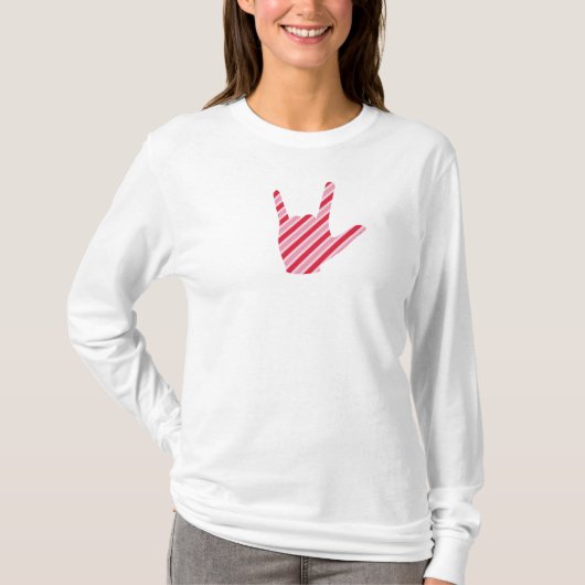 Candy Cane ASL I Liebe You T - Shirt oder Pajama T (Vorderseite)