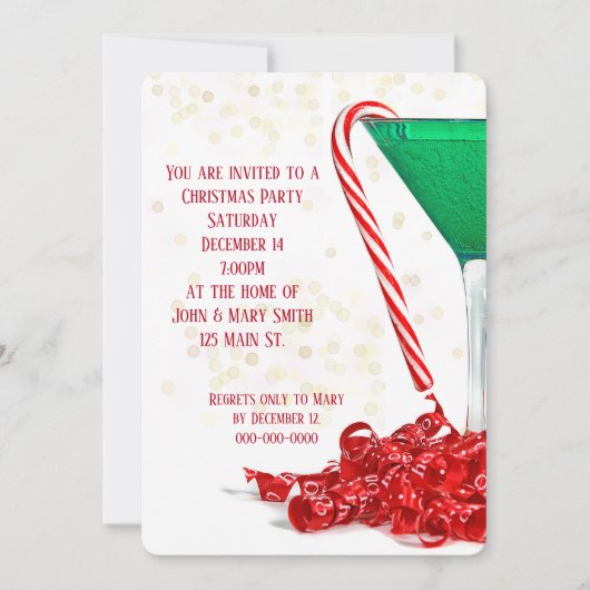 Candy Cane aus Martini-Glas Einladung (Vorderseite)