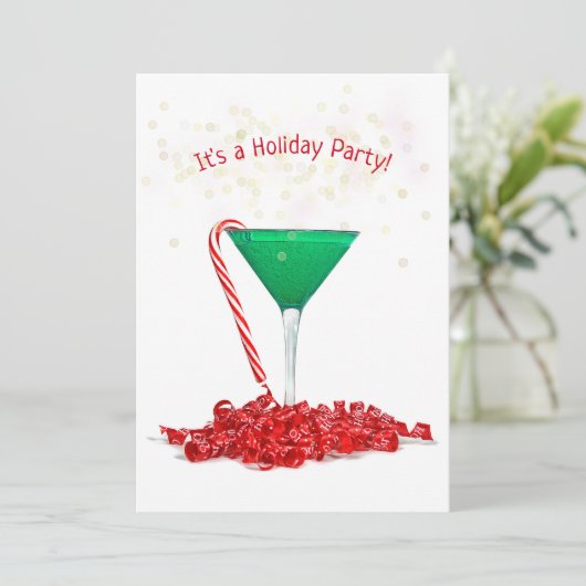 Candy Cane aus Martini-Glas Einladung (Stehend Vorderseite)