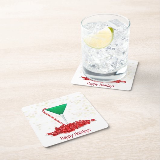 Candy Cane aus Martini-Glas Rechteckiger Pappuntersetzer (Vor Ort)