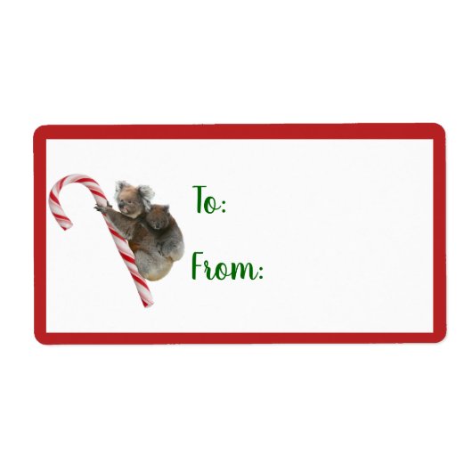 Candy Cane Australian Koala Bears Label (Vorne)