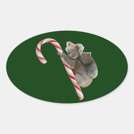 Candy Cane Australian Koala Bears Ovaler Aufkleber (Vorderseite)