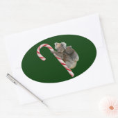 Candy Cane Australian Koala Bears Ovaler Aufkleber (Umschlag)