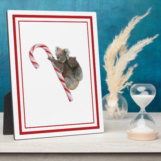 Candy Cane Australian Koala Bears Plaque Fotoplatte (Seite)