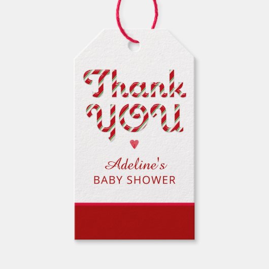 Candy Cane Baby Dusche Vielen Dank Tag Geschenkanhänger (Vorderseite)