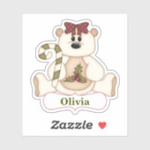 Candy Cane Bären Weihnachtskontur Aufkleber (Blatt)