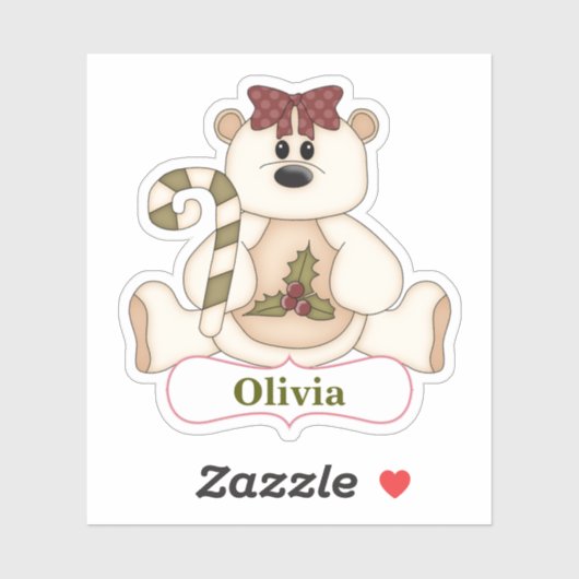 Candy Cane Bären Weihnachtskontur Aufkleber (Blatt)