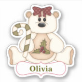 Candy Cane Bären Weihnachtskontur Aufkleber (Vorderseite)