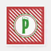 Candy Cane Basics Red/White Monogram Serviette (Vorderseite)