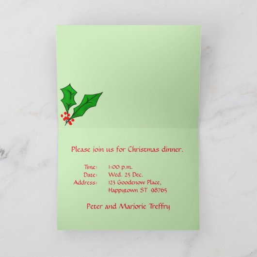 Candy Cane Basics Weihnachtsessen Einladung (Innenseite)