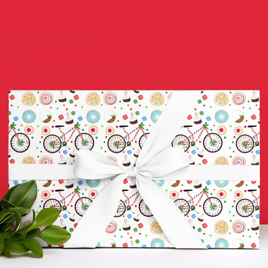 Candy Cane Bicycle with Christmas Treats Geschenkpapier