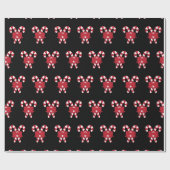 Candy Cane Black Christmas Wrapping Paper Geschenkpapier (Flach)