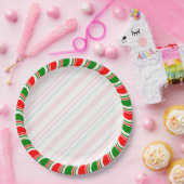 Candy Cane Border Christmas Blank Custom Pappteller (Party)