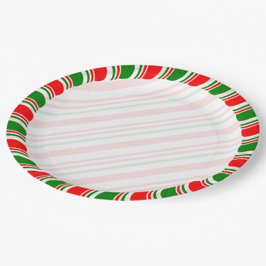 Candy Cane Border Christmas Blank Custom Pappteller (Schrägansicht)