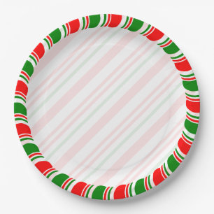 Candy Cane Border Christmas Blank Custom Pappteller