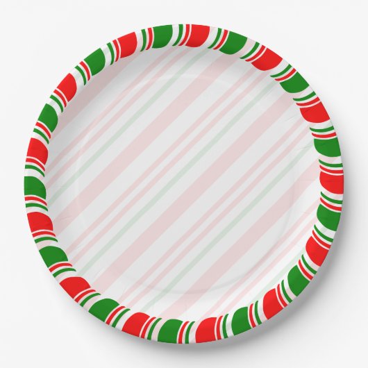 Candy Cane Border Christmas Blank Custom Pappteller (Vorderseite)