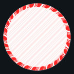 Candy Cane Border Christmas Blank Custom Runder Aufkleber<br><div class="desc">Kantenmuster im Rahmen. Weihnachtsaufkleber. Handgezeichnet Design. Fügen Sie Ihren Text oder Ihre handgeschriebene Nachricht zur Anpassung hinzu</div>