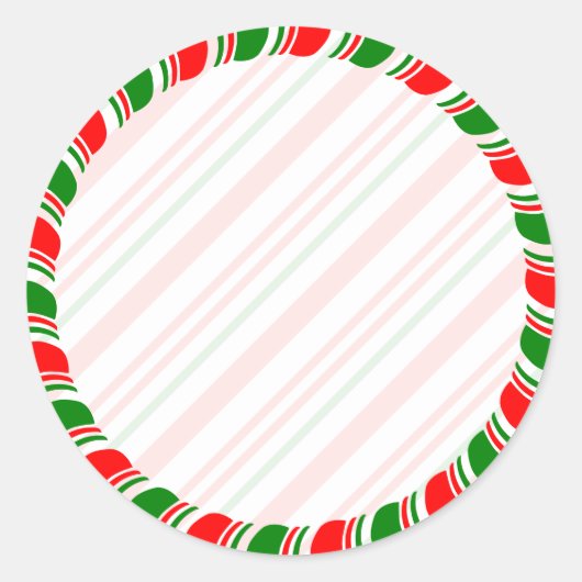 Candy Cane Border Christmas Blank Custom Runder Aufkleber (Vorderseite)