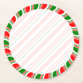 Candy Cane Border Christmas Blank Custom Runder Pappuntersetzer (Vorderseite)