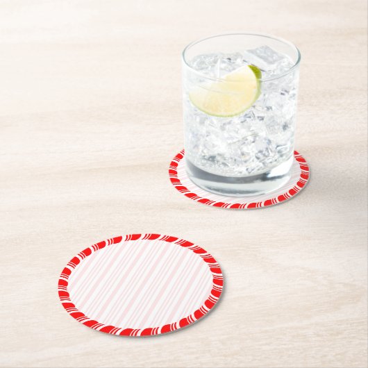 Candy Cane Border Christmas Blank Custom Runder Pappuntersetzer (Vor Ort)
