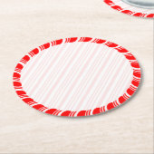Candy Cane Border Christmas Blank Custom Runder Pappuntersetzer (Angewinkelt)